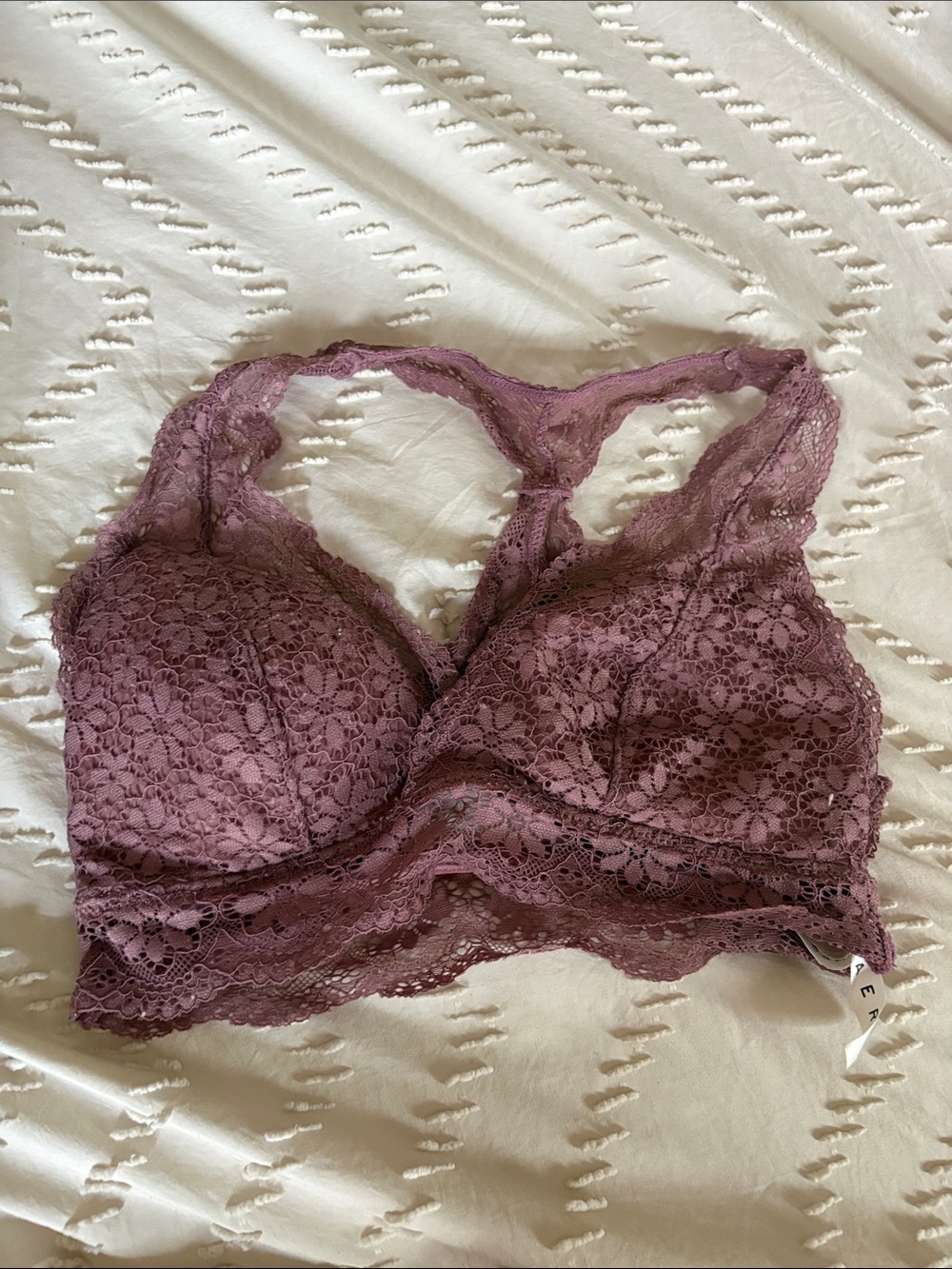 Aeropostale Mauve Lace Bralette - Racerback Lace Design